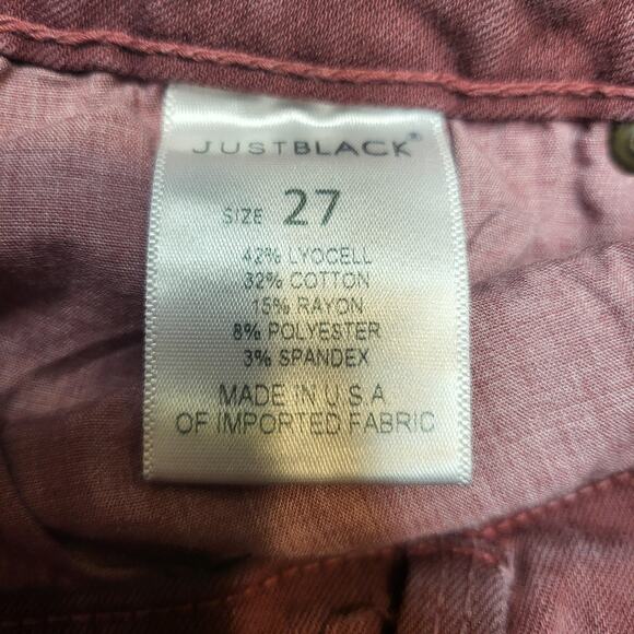 Just Black Pants Womens 27 Burgundy Skinny Ankle Zip Made USA Stretch Jegging - Picture 4 of 10